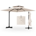 thumbnail image 1 of Gymax Patio 9.5FT Square Cantilever Offset Umbrella Double Vented 360° Heavy Duty Beige, 1 of 10