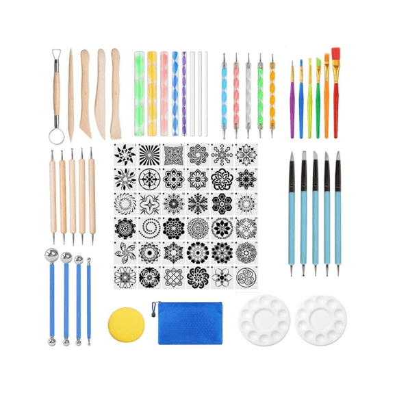 Mandala Dotting Tools, 78Pcs Mandalas Painting Stencil Kits Pen Dotting Tools Brushes Mandala Stencil Ball Paint Tray