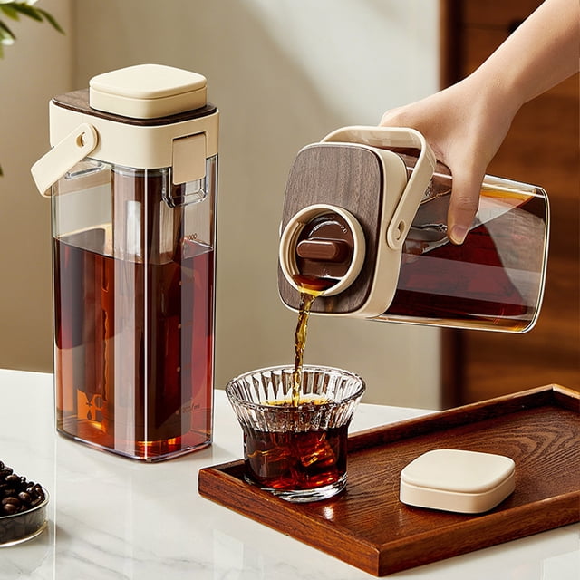 Cold Brew Coffee Maker with Filter | Iced Coffee Pitcher | Leakproof Portable Coffee and Tea Infuser | Fine Mesh Brewing Pitcher for Fridge, Home, Office, Outdoor