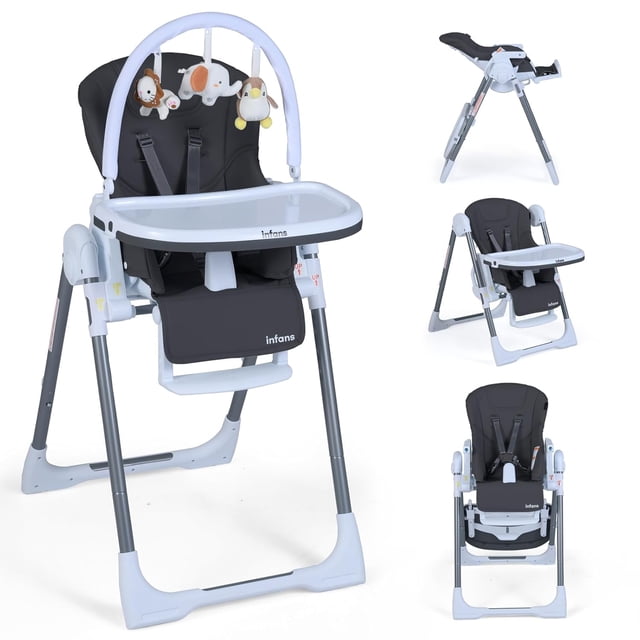 INFANS High Chair for Babies and Toddlers, Foldable Highchair with 7 ...