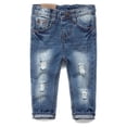 thumbnail image 1 of KIDSCOOL SPACE Baby Boys Girls Little Kid Elastic Ripped Jeans StoneWashed Pants,3-4 Years, 1 of 8