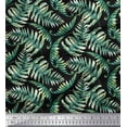 thumbnail image 1 of Soimoi Black Rayon Crepe Fabric Cedar Leaves Print Sewing Fabric BTY 46 Inch Wide, 1 of 3