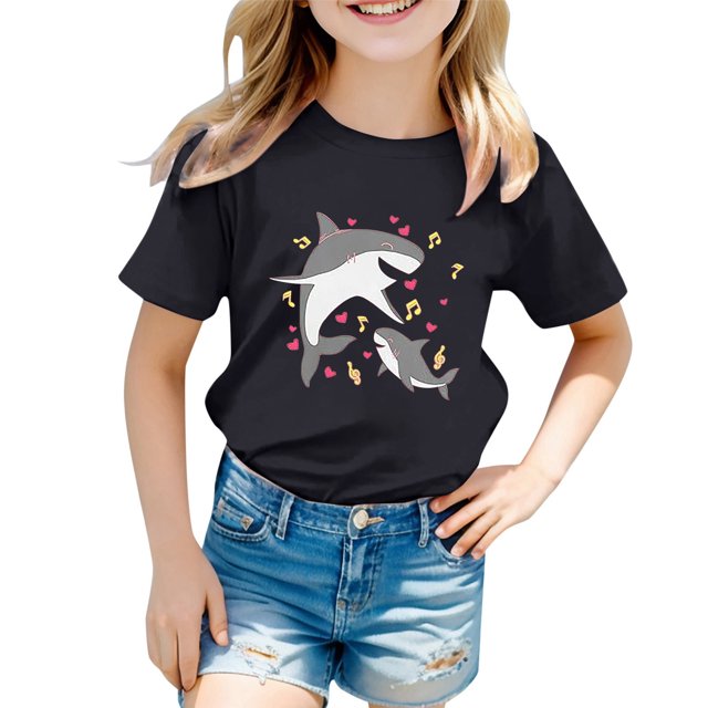 T-shirts pour Tout-Petites Filles, T-Shirts Graphiques Mignons à Manches Courtes pour Filles, Tenues d'Été pour Tout-Petites Filles, Col Rond, Vêtements 4T pour Filles, Tenue pour Fille