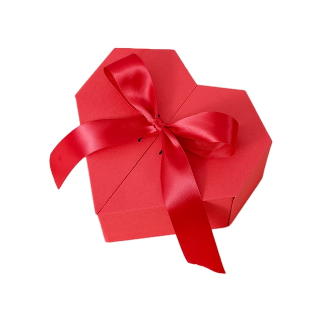 Lksixu Open Door Ribbon Bow Heart Shaped Gift Box Wedding Accompaniment Gift Box Holiday Cosmetic Gift Box Storage Bins Organizers and Storage
