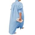 thumbnail image 5 of Hauts de Manteau Kaftan pour Femmes Manches Longues Col à Revers Robes Longues à Simple Boutonnage, 5 of 5