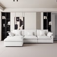 thumbnail image 1 of The Magic Home 3-Seater Cloud Modular L-Shaped Linen Sectional Sofa with Ottoman, White, 1 of 13