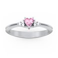 thumbnail image 2 of Birthstone Heart Ring with Shoulder Accents - Pink Tourmaline (October), 2 of 4