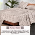 thumbnail image 3 of RUVANTI Draps 100 % Coton – Literie Percale Format Simple, Design Floral Rafraîchissant et Respirant, Durable avec une Sensation Nette, Douce et Confortable, Poche de 16 Pouces, Ensemble 3 Pcs, Rayures Brunes, 3 of 7
