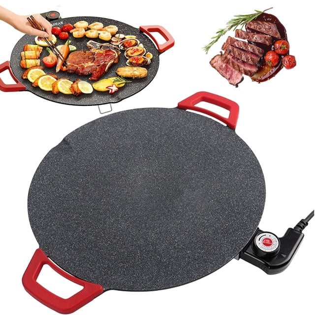 A Multi-Functional Electric Baking Pan (110V) 36Cm, Non Stick Indoor Grill Pan Portable Korean Bbq Grill Multi Functional Griddle Nonstick for Cooking Steaks Pancakes & Bbq Compact Indoor Use