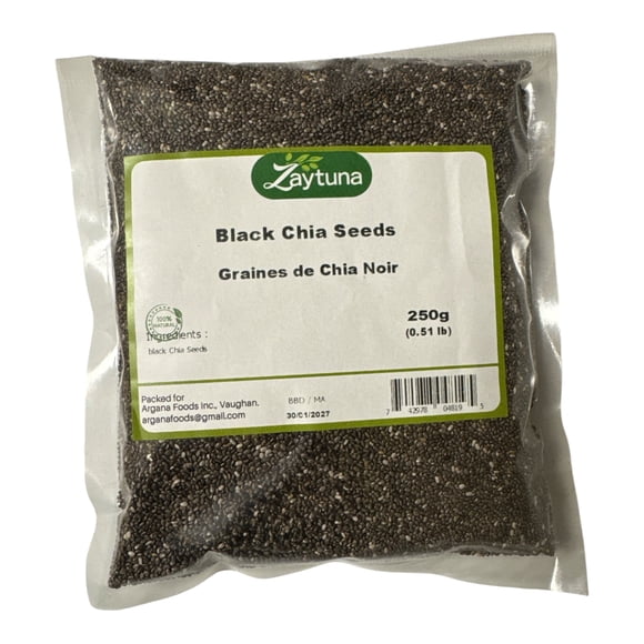Zaytuna Graines de Chia Noires 250 g – Graines de Chia 100 % Naturelles