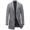 thumbnail image 1 of RKSTN Jackets for Men Fall Fashion Solid Color Pocket Zipper Long Sleeved Double-layer Collar Wool Coat Mens Coats, 1 of 3