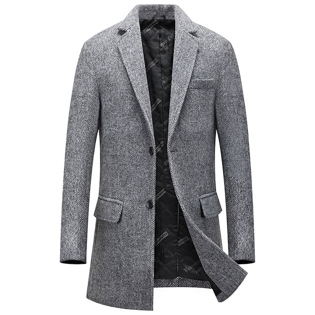 RKSTN Jackets for Men Fall Fashion Solid Color Pocket Zipper Long Sleeved Double-layer Collar Wool Coat Mens Coats