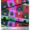 thumbnail image 2 of Soimoi Satin Silk Fabric Cactus Tree Printed Fabric 1 Yard 42 Inch Wide, 2 of 5