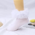 thumbnail image 4 of dmqupv Girls Ruffle Socks Ruffle Socks For Toddler Baby Girls Double Frilly Lace Dress Socks Kids Ankle Tutu Socks White,Size for 4-6 Years, 4 of 7