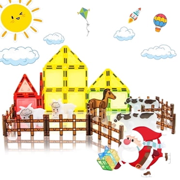 Farm Animals Toy 3D Construction Tiles for Kids Ages 3 5 ,Building Blocks Gift for Toddlers Boys Girls.