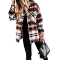 thumbnail image 3 of Women's Oversized Plaid Button Down Shirt Shacket Jacket Long Sleeve Casual Fall Outwear with Pockets, 3 of 4