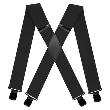 Qcwqmyl Black Suspenders for Men Heavy Duty Big and Tall,2" Wide 4 Clips Suspenders