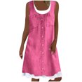 thumbnail image 1 of FAIWAD Robe Boutonnée pour Femmes Col Ras du Cou Sans Manches Robe Trapèze Filles Été Décontractée Ample Midi Robe d'Été, 1 of 5