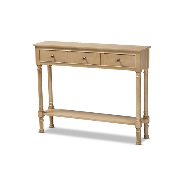 Baxton Studio Calvin Console d'Entrée Classique et Traditionnelle en Bois Finition Chêne Brun à 3 Tiroirs