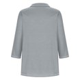 thumbnail image 3 of Hot6sl Économies d'Été Liquidation Blouse & Chemise à Manches Courtes Col Rabattu, T-shirt Assorti pour Femmes Col en V Col Rabattu Manches 3/4, Haut en polyester pour Femmes/gris, 2TG, 3 of 8