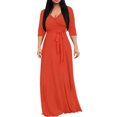 thumbnail image 1 of Npasoilc Robes pour Femmes Combinaison à Manches Mi-Longues pour Femmes, Couleur Unie, Col en V, Taille Cintrée, Robe Longue, 1 of 6