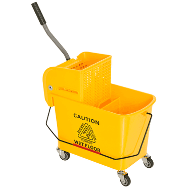 HOMCOM Compact Mop Bucket with Wringer on Wheels 5 Gallon Yellow