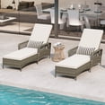 thumbnail image 1 of Gymax Chaise Longue de Patio en Rotin pour l'Extérieur, Ensemble de 2, Gris Mixte, 1 of 10