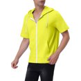 thumbnail image 4 of INSPIRE CHIC Men's Short Sleeve Hoodies Solid Color Zip Up Jackets with Hood M Bright Yellow, 4 of 7