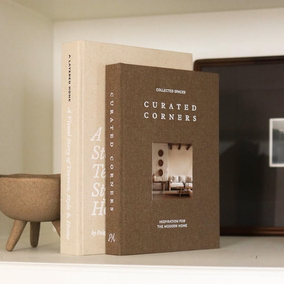 Decorative Books for Home Decor - 2 Linen Fake Books for Decorating Bookshelf, Coffee Table, Shelves - Faux Book Box for Hidden Storage and Decoration - Modern Neutral D