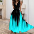 thumbnail image 2 of B91xZ Femmes Printemps Summer Dresses Casual Sans Manches V Cou Tunique Fluide Robe, Bleu Ciel XL, 2 of 5