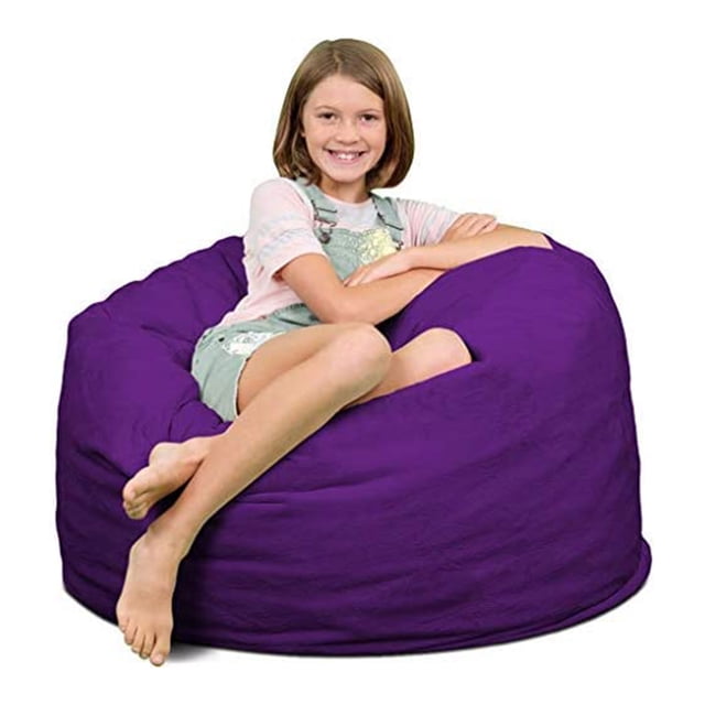 Ultimate Sack Fauteuil Poire 3 Pi Rempli de Mousse, Housse en Suède Lavable, Violet