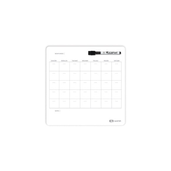 Calendrier effaçable à sec Quartet de 12 po x 12 po, format mensuel