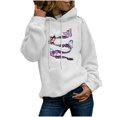 thumbnail image 3 of Penkiiy Sweat à Capuche pour Femmes Mode Manches Longues Imprimé avec Poche Décontracté Blanc Y2K, 3 of 9
