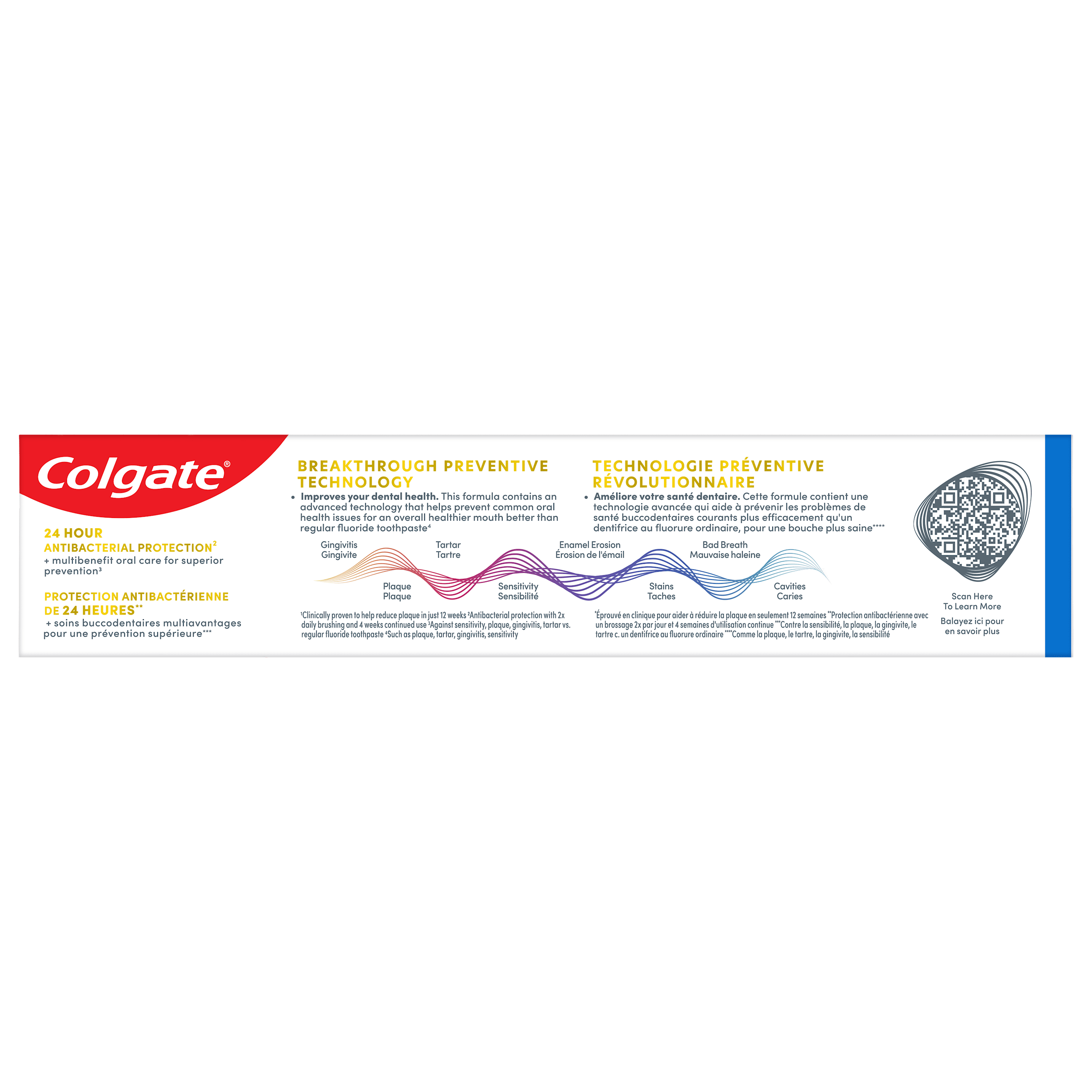 Colgate Total Prévention Active Dentifrice Blanchissant, Menthe, Emballage Écono 2 x 120 ml