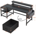 thumbnail image 3 of Exenoray 56.5" Computer Desk with Fabric File Drawers Cabinet, Reversible Home Office Desks with Power Outlets for Home Office,  Black, 3 of 8