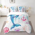 thumbnail image 2 of YST Ensemble de Douillette Dauphin Thème Vie Marine, Polyester, Format Double (7 Pcs), 2 of 5