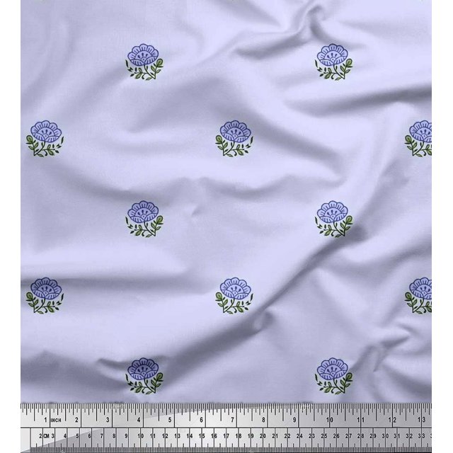 Soimoi Velvet Fabric Leaves & Floral Block Print Fabric by Yard 58 Inch Wide