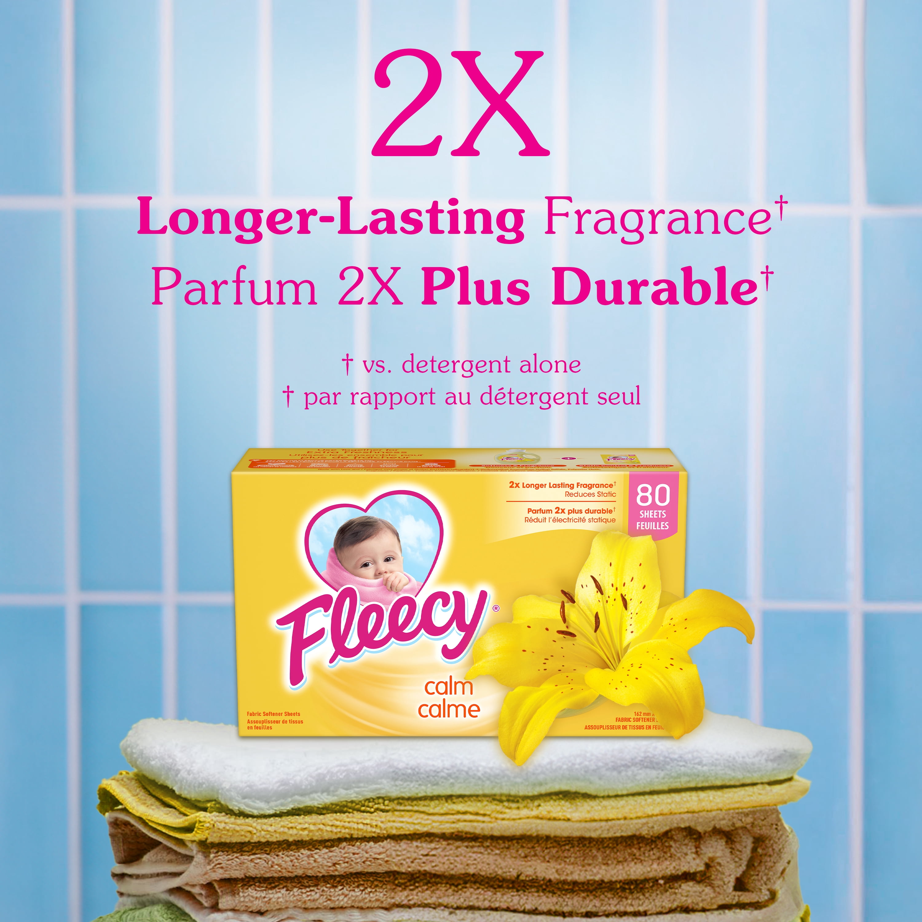 Fleecy Aroma Therapy Calm Dryer Sheets, Vanilla and Honey Lotus, 80 Sheets