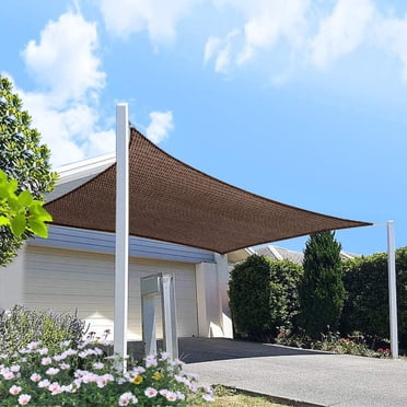 Dvkptbk Sun Shade Sail Rectangular Brown Fabric Cloth Canopy 6.5'x6.5', UV Block Sunshade Breathable for Outdoor Patio Garden Yard Deck Pergola