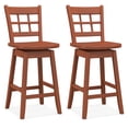 thumbnail image 1 of Gymax 2PCS 24.5 Inch Counter Height Bar Chairs Swivel Bar Stools w/ Hollow Backrest Walnut, 1 of 8
