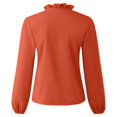 thumbnail image 2 of Women's Casual Solid Color Ruffle Collar Long Sleeve Ruffle Shirt Blouse V Neck Short Sleeve Shirt Tops, 2 of 8