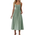 thumbnail image 1 of Yuyuzo Robes pour Femmes Décontractées Robes Maxi Smockées Bretelles Spaghetti Évasées Ligne A Longue Fluide Robe d'Été de Plage, 1 of 6