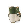thumbnail image 2 of BLISSFUL STEP Sandales à Plateforme en Lin pour Femmes à Talon Compensé, Bout Ouvert, Brides Croisées, Vert Foncé 6, 2 of 7
