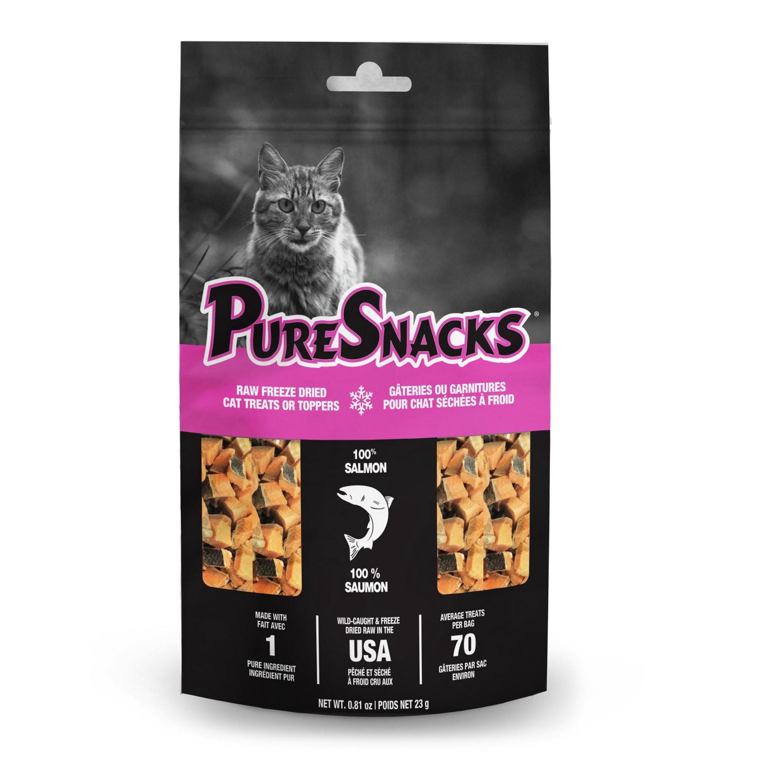 PureSnacks gâteries séchées à froid de saumon pour chat