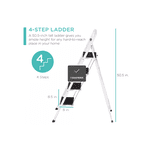 afeifafa-4-Step Portable Folding Steel Ladder w/ Hand Rail, Wide Platform Steps, 330lbs Capacity