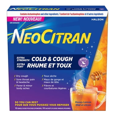 NeoCitran Rhume et Toux Nuit miel et citron Extra Fort (poudre)