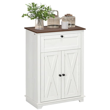 HOMCOM Armoire de Rangement Style Ferme, Buffet avec Tiroir et Portes, Blanc