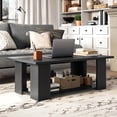 thumbnail image 2 of Costway Table Basse à 2 Niveaux Moderne, Table de Centre Cocktail avec Tablette de Rangement pour Salon, Noir, 2 of 10