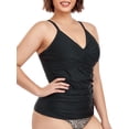 thumbnail image 4 of RELLECIGA Women's V Neckline Ruched Tankini Top Swimsuits, 4 of 7