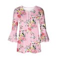 thumbnail image 3 of Hauts à Manches 3/4 pour Femmes Femmes Été Aguichant Plissé Imprimé Régulier Femmes Manches 3/4 Col en V Boutons Hauts Blouse Hauts d'Été pour Femmes Aguichant Aguichant Hauts d'Été pour Femmes Hauts d'Été Aguichant pour Femmes, 3 of 5